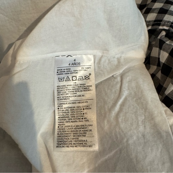 Janie and Jack Girls Gingham Sundress Size 4 Black White Cotton Dress - Picture 7 of 7